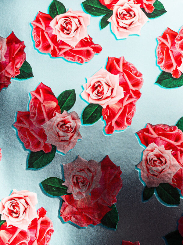 Poliuretano metallizzato stampato al metro motivo "Floreale con rose" con effetto 3d | Agile Print