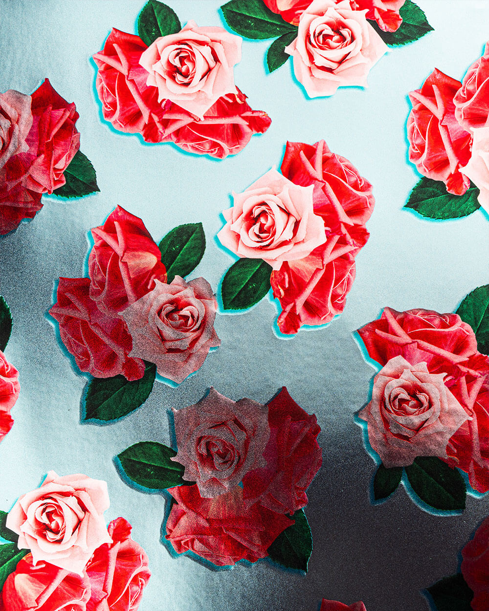 Poliuretano metallizzato stampato al metro motivo "Floreale con rose" con effetto 3d | Agile Print